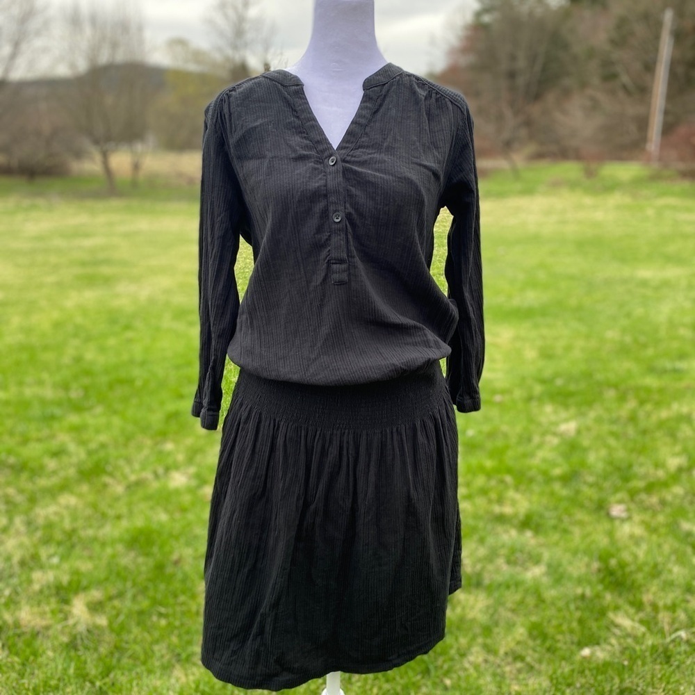 Prana Sugar Pine Black Midi Dress Small Organic Cotton